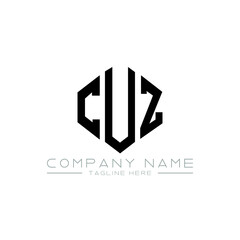 CUZ letter logo design with polygon shape. CUZ polygon logo monogram. CUZ cube logo design. CUZ hexagon vector logo template white and black colors. CUZ monogram, CUZ business and real estate logo. 