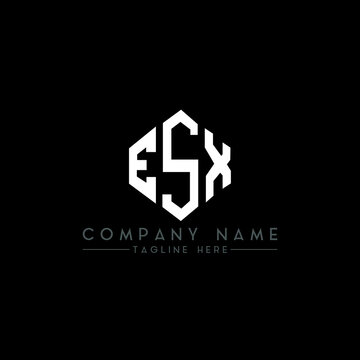 ESX letter logo design with polygon shape. ESX polygon logo monogram. ESX cube logo design. ESX hexagon vector logo template white and black colors. ESX monogram, ESX business and real estate logo. 