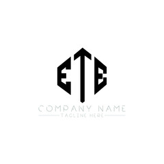 ETE letter logo design with polygon shape. ETE polygon logo monogram. ETE cube logo design. ETE hexagon vector logo template white and black colors. ETE monogram, ETE business and real estate logo. 