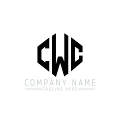 Obraz premium CWC letter logo design with polygon shape. CWC polygon logo monogram. CWC cube logo design. CWC hexagon vector logo template white and black colors. CWC monogram, CWC business and real estate logo. 