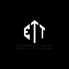 ETT letter logo design with polygon shape. ETT polygon logo monogram. ETT cube logo design. ETT hexagon vector logo template white and black colors. ETT monogram, ETT business and real estate logo. 