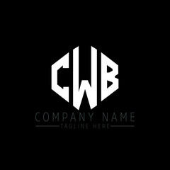 CWB letter logo design with polygon shape. CWB polygon logo monogram. CWB cube logo design. CWB hexagon vector logo template white and black colors. CWB monogram, CWB business and real estate logo. 