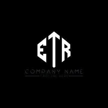 ETR letter logo design with polygon shape. ETR polygon logo monogram. ETR cube logo design. ETR hexagon vector logo template white and black colors. ETR monogram, ETR business and real estate logo. 