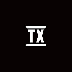 TX Logo monogram with pillar shape designs template