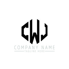 CWJ letter logo design with polygon shape. CWJ polygon logo monogram. CWJ cube logo design. CWJ hexagon vector logo template white and black colors. CWJ monogram, CWJ business and real estate logo. 