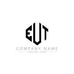 EUT letter logo design with polygon shape. EUT polygon logo monogram. EUT cube logo design. EUT hexagon vector logo template white and black colors. EUT monogram, EUT business and real estate logo. 