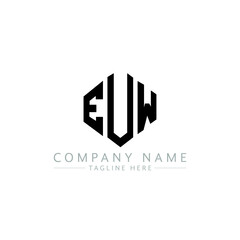 EUW letter logo design with polygon shape. EUW polygon logo monogram. EUW cube logo design. EUW hexagon vector logo template white and black colors. EUW monogram, EUW business and real estate logo. 