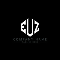 EUZ letter logo design with polygon shape. EUZ polygon logo monogram. EUZ cube logo design. EUZ hexagon vector logo template white and black colors. EUZ monogram, EUZ business and real estate logo. 