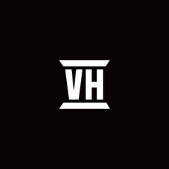 VH Logo monogram with pillar shape designs template