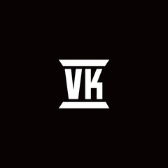 VK Logo monogram with pillar shape designs template