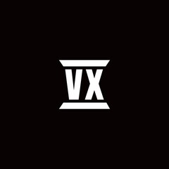 VX Logo monogram with pillar shape designs template