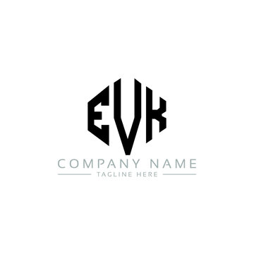 EVK letter logo design with polygon shape. EVK polygon logo monogram. EVK cube logo design. EVK hexagon vector logo template white and black colors. EVK monogram, EVK business and real estate logo. 