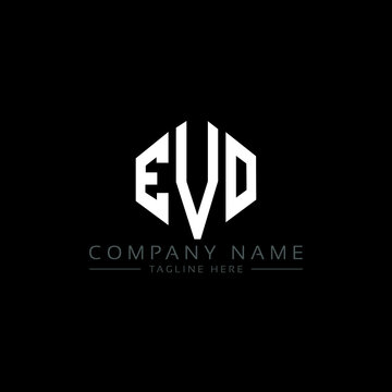 EVO letter logo design with polygon shape. EVO polygon logo monogram. EVO cube logo design. EVO hexagon vector logo template white and black colors. EVO monogram, EVO business and real estate logo. 