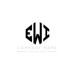 EWI letter logo design with polygon shape. EWI polygon logo monogram. EWI cube logo design. EWI hexagon vector logo template white and black colors. EWI monogram, EWI business and real estate logo. 