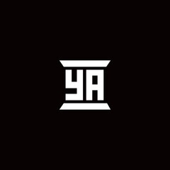 YA Logo monogram with pillar shape designs template