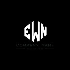 EWN letter logo design with polygon shape. EWN polygon logo monogram. EWN cube logo design. EWN hexagon vector logo template white and black colors. EWN monogram, EWN business and real estate logo. 