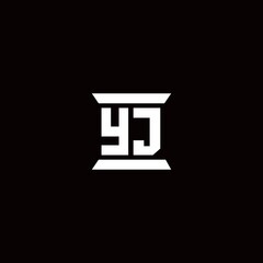 YJ Logo monogram with pillar shape designs template