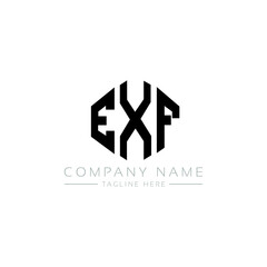 EXF letter logo design with polygon shape. EXF polygon logo monogram. EXF cube logo design. EXF hexagon vector logo template white and black colors. EXF monogram, EXF business and real estate logo. 