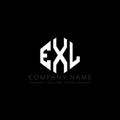 EXL letter logo design with polygon shape. EXL polygon logo monogram. EXL cube logo design. EXL hexagon vector logo template white and black colors. EXL monogram, EXL business and real estate logo. 