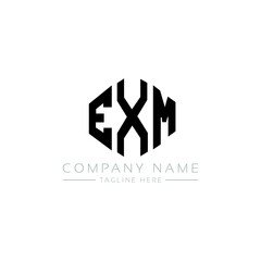 EXM letter logo design with polygon shape. EXM polygon logo monogram. EXM cube logo design. EXM hexagon vector logo template white and black colors. EXM monogram, EXM business and real estate logo. 