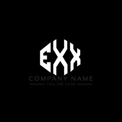 EXX letter logo design with polygon shape. EXX polygon logo monogram. EXX cube logo design. EXX hexagon vector logo template white and black colors. EXX monogram, EXX business and real estate logo. 