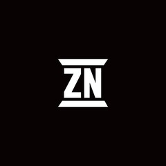 ZN Logo monogram with pillar shape designs template
