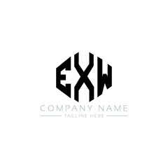EXW letter logo design with polygon shape. EXW polygon logo monogram. EXW cube logo design. EXW hexagon vector logo template white and black colors. EXW monogram, EXW business and real estate logo. 
