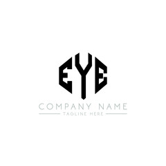 EYE letter logo design with polygon shape. EYE polygon logo monogram. EYE cube logo design. EYE hexagon vector logo template white and black colors. EYE monogram, EYE business and real estate logo. 