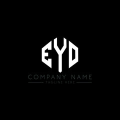EYO letter logo design with polygon shape. EYO polygon logo monogram. EYO cube logo design. EYO hexagon vector logo template white and black colors. EYO monogram, EYO business and real estate logo. 