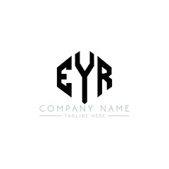 EYR letter logo design with polygon shape. EYR polygon logo monogram. EYR cube logo design. EYR hexagon vector logo template white and black colors. EYR monogram, EYR business and real estate logo. 