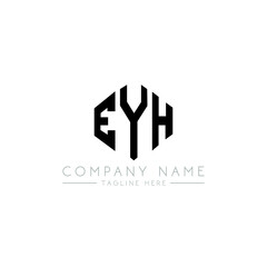 EYH letter logo design with polygon shape. EYH polygon logo monogram. EYH cube logo design. EYH hexagon vector logo template white and black colors. EYH monogram, EYH business and real estate logo. 