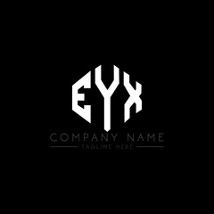 EYX letter logo design with polygon shape. EYX polygon logo monogram. EYX cube logo design. EYX hexagon vector logo template white and black colors. EYX monogram, EYX business and real estate logo. 