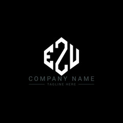 EZU letter logo design with polygon shape. EZU polygon logo monogram. EZU cube logo design. EZU hexagon vector logo template white and black colors. EZU monogram, EZU business and real estate logo. 