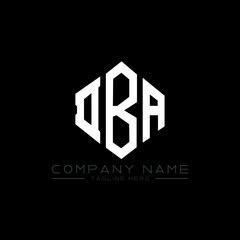 DBA letter logo design with polygon shape. DBA polygon logo monogram. DBA cube logo design. DBA hexagon vector logo template white and black colors. DBA monogram, DBA business and real estate logo. 