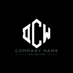 DCW letter logo design with polygon shape. DCW polygon logo monogram. DCW cube logo design. DCW hexagon vector logo template white and black colors. DCW monogram, DCW business and real estate logo. 