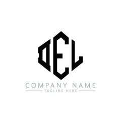 DEL letter logo design with polygon shape. DEL polygon logo monogram. DEL cube logo design. DEL hexagon vector logo template white and black colors. DEL monogram, DEL business and real estate logo. 