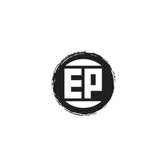 EP Logo Initial Letter Monogram with abstrac circle shape design template