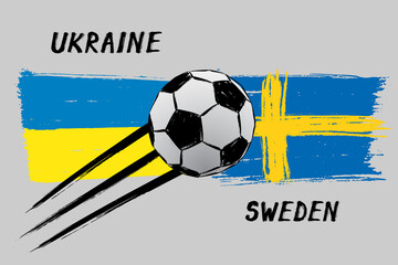 Flags of Sweden And Ukrane - Icon for euro football championship qualify - Grunge