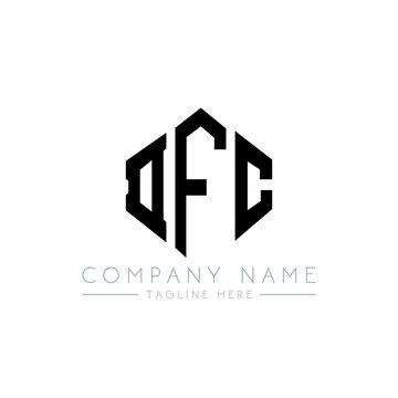 DFC letter logo design with polygon shape. DFC polygon logo monogram. DFC cube logo design. DFC hexagon vector logo template white and black colors. DFC monogram, DFC business and real estate logo. 