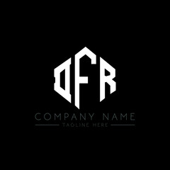 DFR letter logo design with polygon shape. DFR polygon logo monogram. DFR cube logo design. DFR hexagon vector logo template white and black colors. DFR monogram, DFR business and real estate logo. 