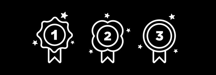 1st 2nd 3rd medal first place second third award winner badge guarantee winning prize ribbon symbol sign icon logo template Vector clip art illustration isolated on black background