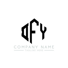 DFY letter logo design with polygon shape. DFY polygon logo monogram. DFY cube logo design. DFY hexagon vector logo template white and black colors. DFY monogram, DFY business and real estate logo. 