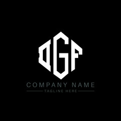 DGF letter logo design with polygon shape. DGF polygon logo monogram. DGF cube logo design. DGF hexagon vector logo template white and black colors. DGF monogram, DGF business and real estate logo. 