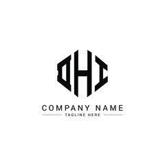 DHI letter logo design with polygon shape. DHI polygon logo monogram. DHI cube logo design. DHI hexagon vector logo template white and black colors. DHI monogram, DHI business and real estate logo. 