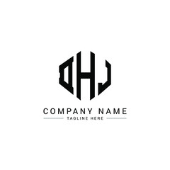 DHJ letter logo design with polygon shape. DHJ polygon logo monogram. DHJ cube logo design. DHJ hexagon vector logo template white and black colors. DHJ monogram, DHJ business and real estate logo. 