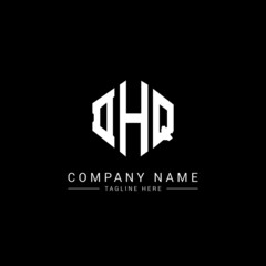 DHQ letter logo design with polygon shape. DHQ polygon logo monogram. DHQ cube logo design. DHQ hexagon vector logo template white and black colors. DHQ monogram, DHQ business and real estate logo. 