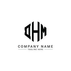 DHM letter logo design with polygon shape. DHM polygon logo monogram. DHM cube logo design. DHM hexagon vector logo template white and black colors. DHM monogram, DHM business and real estate logo. 