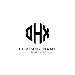 DHX letter logo design with polygon shape. DHX polygon logo monogram. DHX cube logo design. DHX hexagon vector logo template white and black colors. DHX monogram, DHX business and real estate logo. 