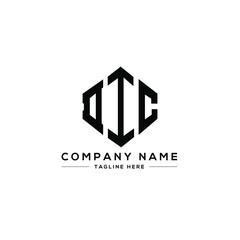 DIC letter logo design with polygon shape. DIC polygon logo monogram. DIC cube logo design. DIC hexagon vector logo template white and black colors. DIC monogram, DIC business and real estate logo. 