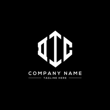 DIC letter logo design with polygon shape. DIC polygon logo monogram. DIC cube logo design. DIC hexagon vector logo template white and black colors. DIC monogram, DIC business and real estate logo. 